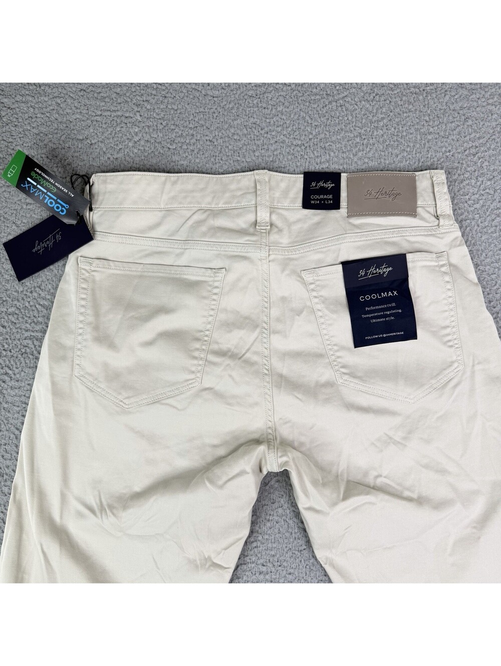 NWT Mens 34 Heritage Soft Courage Pants 34x34 Tan Coolmax Mid Rise Straight